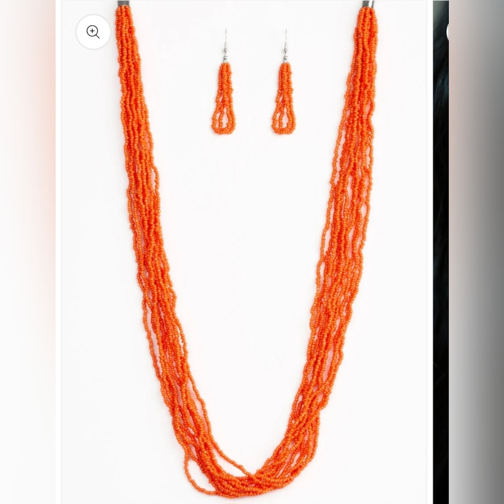 Congo Colada - Orange - Seed Bead Necklace - Paparazzi